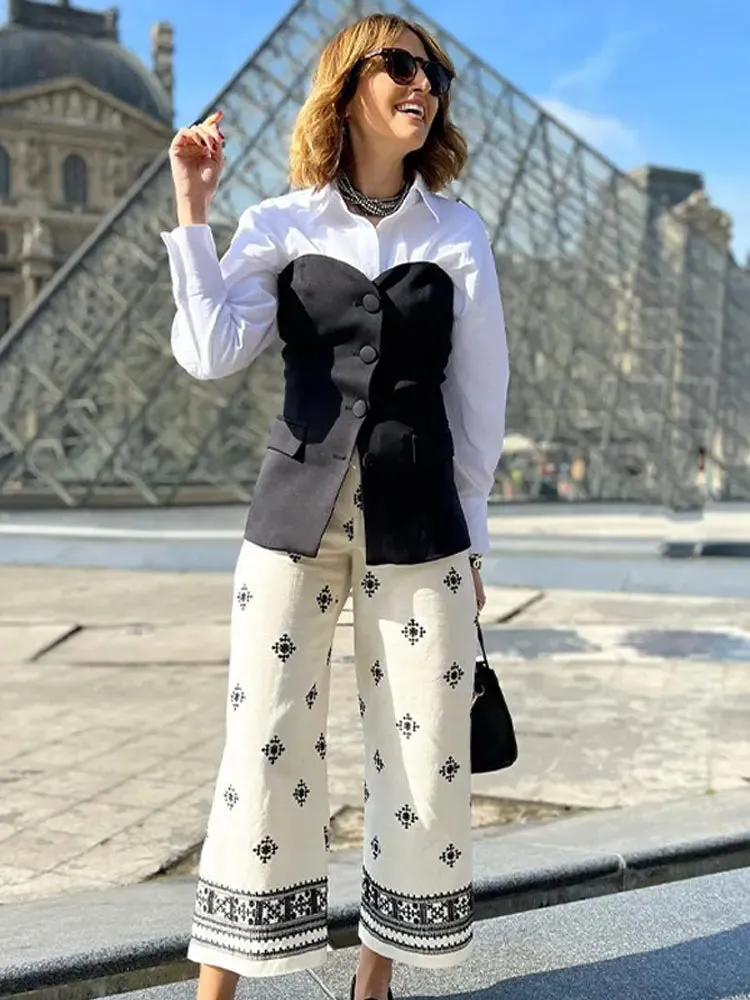 Znbbw Women's Embroidery Pants Summer Fashion Female Pockets Mid-waist Wide Leg Trousers Lady Casual High Street Zipper Pants 0410 - Image 5