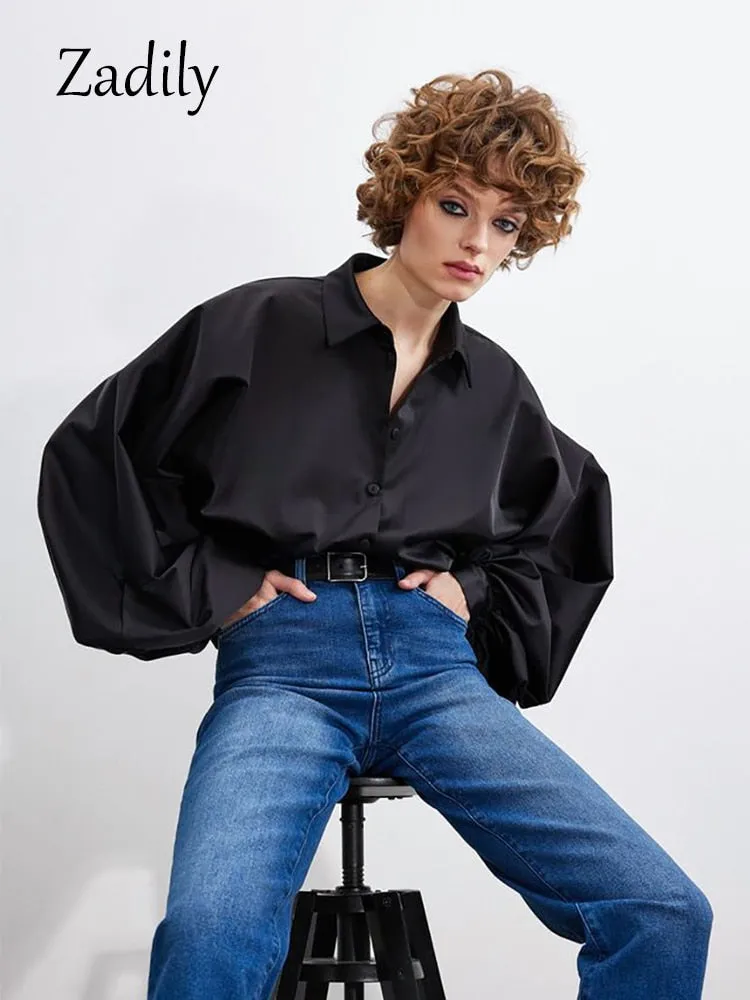 znbbw 2023 Spring Vintage Lantern Long Sleeve Women White Shirt Office Lady Button Up Solid Woman Tunic Blouse Female Clothing - Image 7