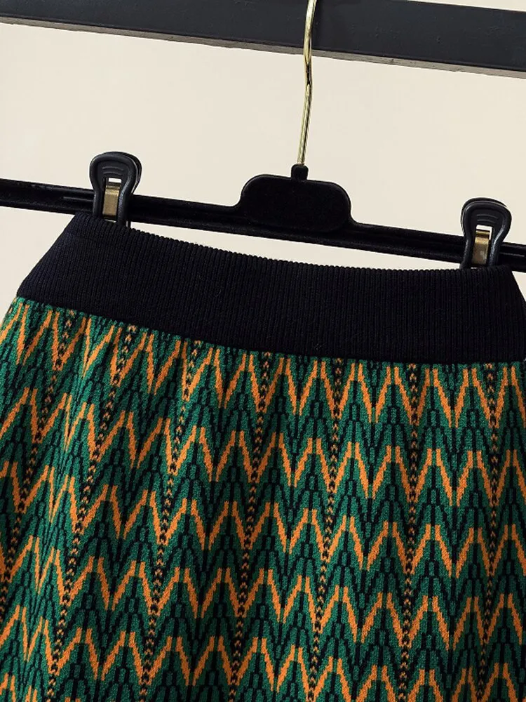 Znbbw Women's Letter Knit Skirt Autumn Winter New High Waist Split Straight Office Lady Long Warm Step Faldas Shirts GD750 - Image 2