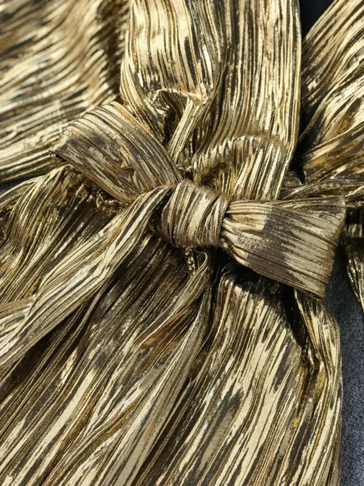 Znbbw Autumn Women's Party Dress Ins Temperament Vintage Waist Pleated Female Long Sleeve Sexy Dress GD226 - Image 2