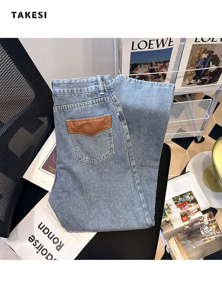 znbbw Women's Fall Baggy Wide Leg Jeans Casual Street High Waist Pants Korean Fashion Loose Straight Pocket Trousers  Y2k Female - Image 2