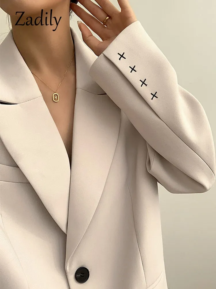 znbbw 2023 Autum Oversize Full Sleeve Long Women Blazer Office Lady Solid Work Suit Blazers Work Female Clothing Jackets Coat - Image 4