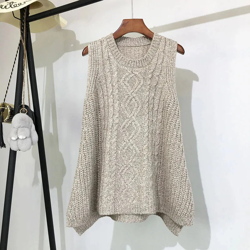 Znbbw And Winter Clothing Thick Wool Vest Female Knitted Vest Loose Large Size Round Neck In The Long Section Of The Wild Vest - Image 10