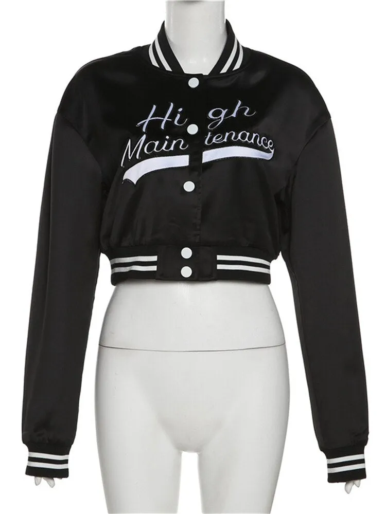 znbbw Autumn Letter Patchwork Varsity Jackets Casual Outfit For Women 2023 Long Sleeve Button Up Baseball Jacket Female Jacket - Image 11