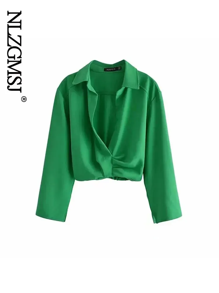 Znbbw ZBZA Skirts Womens 2023 Two Piece Set Linen Blend Cropped Women Shirt Draped Skirt Autumn Fashion Casual Dress Sets - Image 12