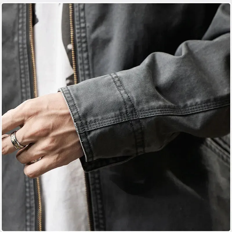 Znbbw Autumn/Winter Detroit Washed Old Canvas Jackets Felt Style mens jacket Japanese Streetwear Korean Fashion Harajuku - Image 6