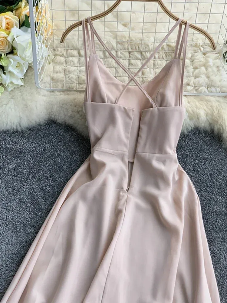 Znbbw Women's Holiday Long Dress Cross Sling Backless Solid Color Dress Beach Style Sexy Split Swing Dress Women Purple Dreess GD356 - Image 6