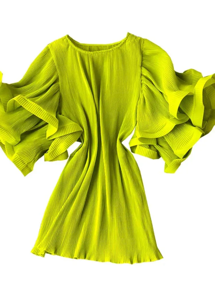 Znbbw Women's Shirt Ins Design Sense Butterfly Sleeve Loose Pleated Chiffon Female Summer Solid Tops New Tide Blouse ML876 - Image 6