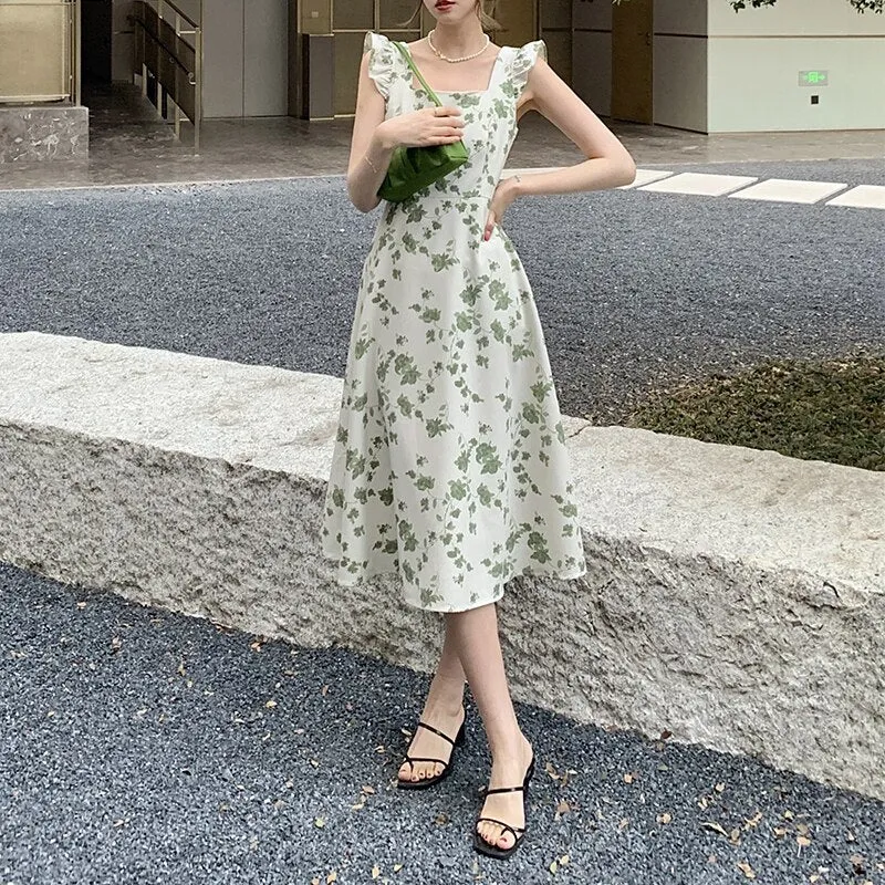 znbbw Women Summer Sleeveless Fashion Baggy Elegantt Flying Sleeve A Line Strap Fashion Cute Midi Dresses Ins Hot Vestidos Ulzzang - Image 2