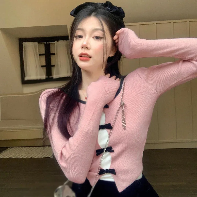 Znbbw Women's sweater Breathable Sweet  long sleeves Thin style Women's sweater Top - Image 3