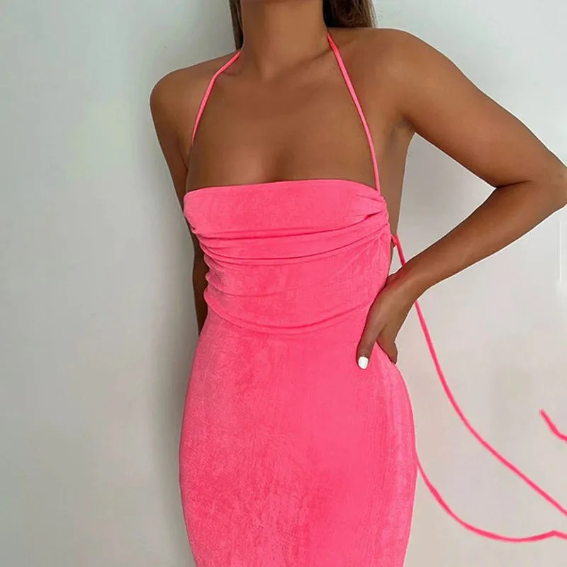 Znbbw Backless Maxi Dress Elegant Fashion Halter Spaghetti Strap Sleeveless Dresses Long Club Party Beach Evening Robe Dress - Image 3