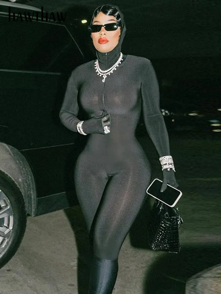 Znbbw Women Long Sleeve Streetwear Black Jumpsuits One Piece Outfit Overalls 2023 Fall Clothing Wholesale Items For Business - Image 3