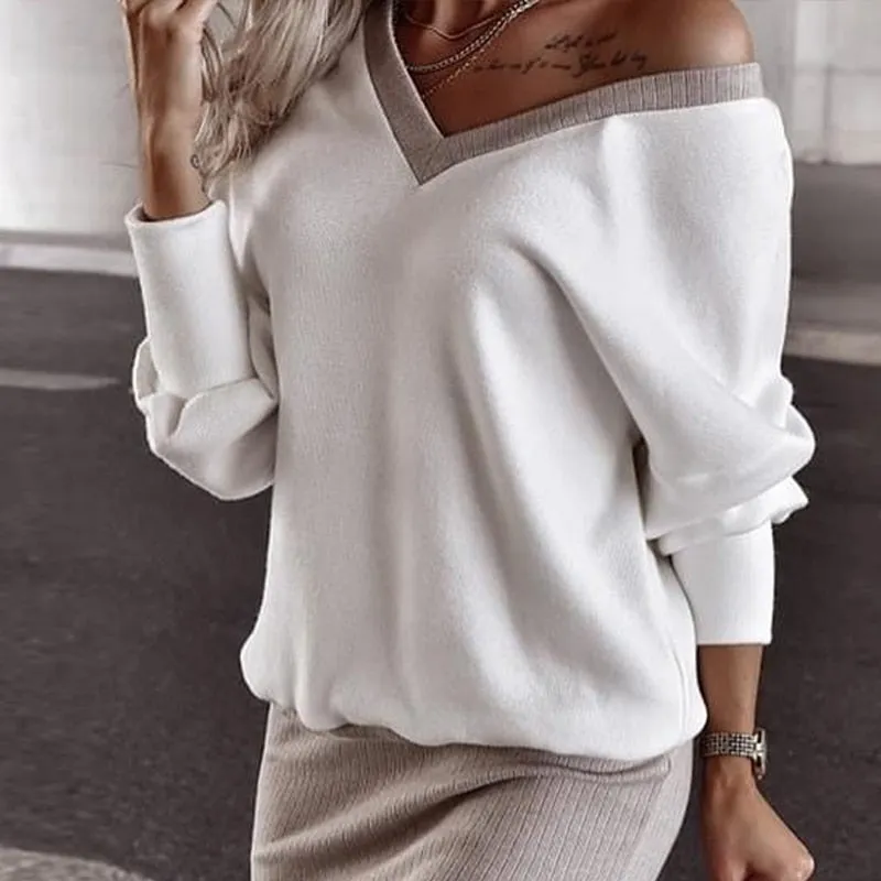 znbbw Women V-Neck Elegant Tops Female Sexy Skit Skirts Suits Office Lady Knitting Outfits Women's Knitted Sweater Skirt Two Piece Set - Image 6