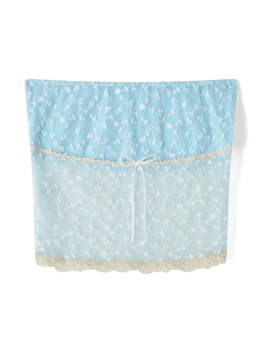 Znbbw Womens Y2k Sheer Lace Frill Strapless Tube Crop Tops Fairy Grunge Sleeveless Summer Sexy Bandeau Vest Top Streetwear - Image 6