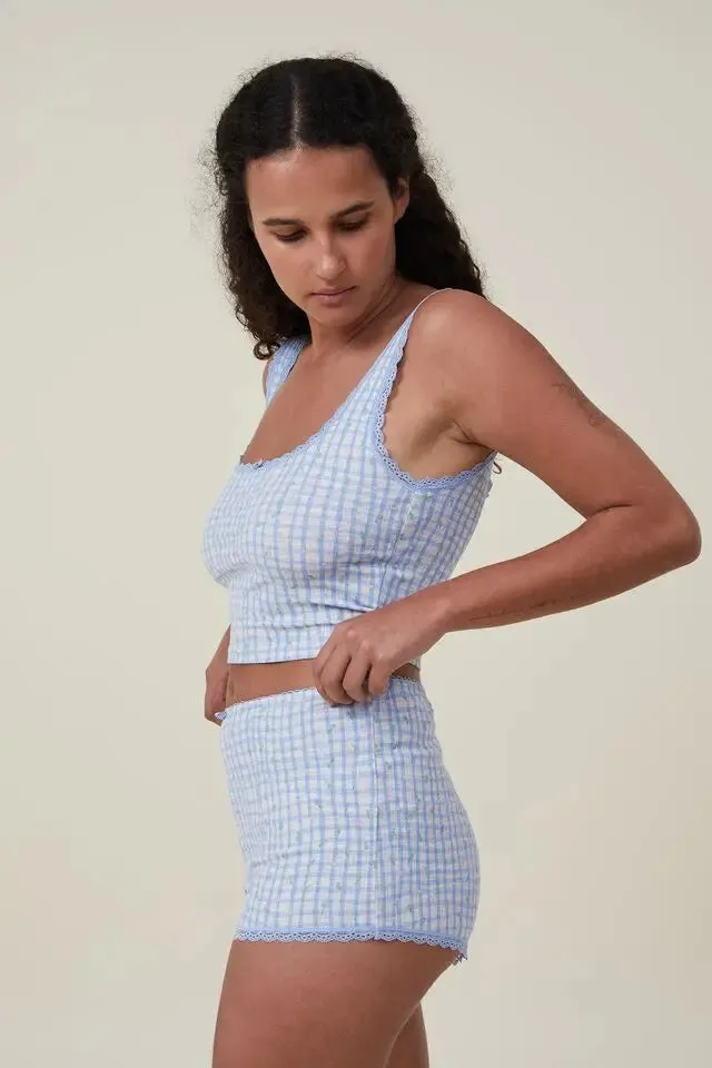 Znbbw Aesthetic Sweet Outfits Sets Grunge Fairycore Lace Trim Floral Sleeveless Tank Top+Shorts 2000s Retro 2 Piece Set Streetwear - Image 3