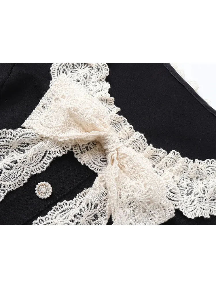 Znbbw Women Lace Patchwork Short Sleeve Black Gothic A-line Mini Dress Korean Harajuku Vintage Dress Y2k One Piece Frocks 2024 Summer - Image 2