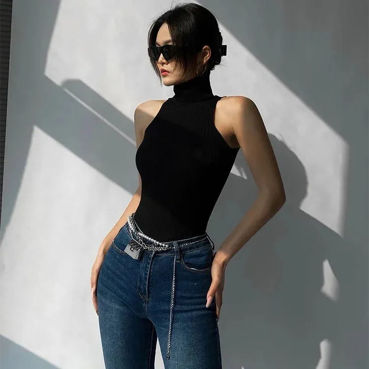 Znbbw Women Sexy Sleeveless Halter Neck Vest Sleeveless Solid Knit Ribbed Slim Fit Tank Tops Clubwear Ladies Camisole Streetwear hot - Image 7