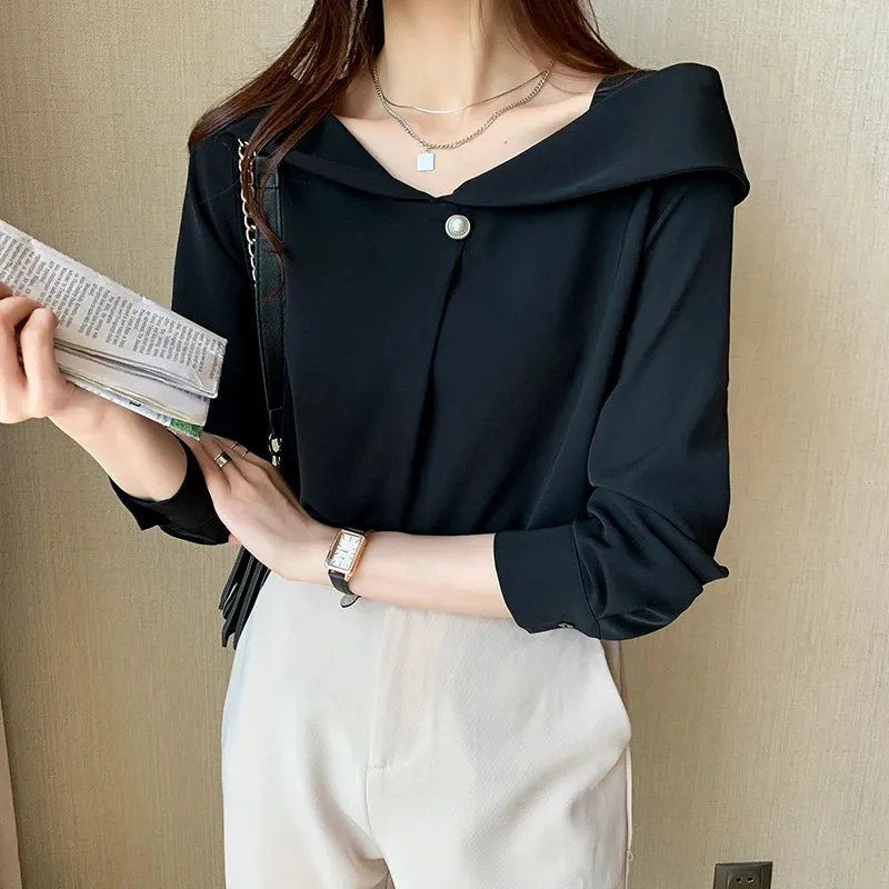 Znbbw Women V-Neck White Chiffon Blouse Shirt Tops Long Sleeve Blouse Women Blusas Mujer De Moda 2023 Blouses Femme Shirts D620 - Image 2