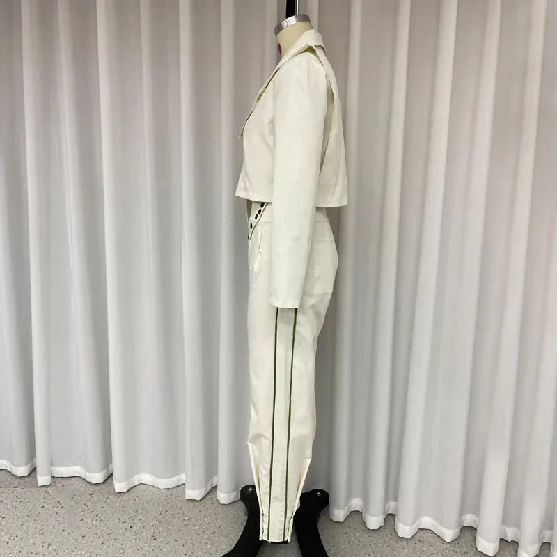 Znbbw Women Two Piece Set Autumn Fashion Solid Lapel Long Sleeve Button Jacket Irregular Pockets Pants Sets High Streetwear - Image 6