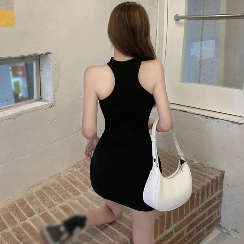 Znbbw Women's Korean Version Chain Neck Hanging Bra Sexy Slim Fitting Dress With Strap Fitting Sexy Sleeveless Dress - Image 5