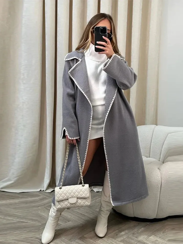 Znbbw Women's Fashion Thick Warm Woolen Coat Casual Loose Long Overcoat 2023 Autumn/Winter New Female Luxury Party Street Wear Outwear - Image 3