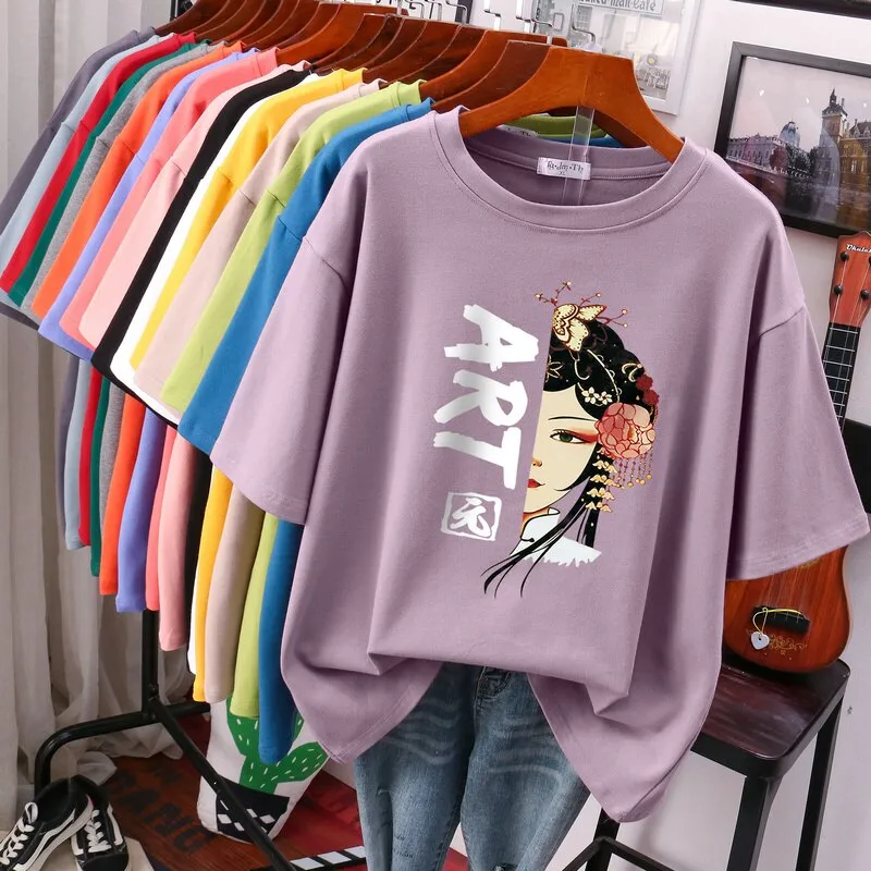 Znbbw 100% Cotton Plus Size L-6XL T Shirt Print Tshirt Short Sleeve Women's Top Chinese Style Summer Couple O Neck T Shirts - Image 9