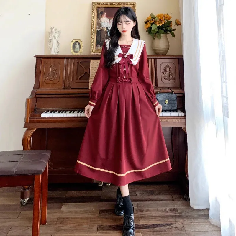 Znbbw Autumn Dresses Oversized Sweet Preppy Style Long Sleeve Bow Decoration Vestidos All Match Elegant 2024 New Women Clothing - Image 2