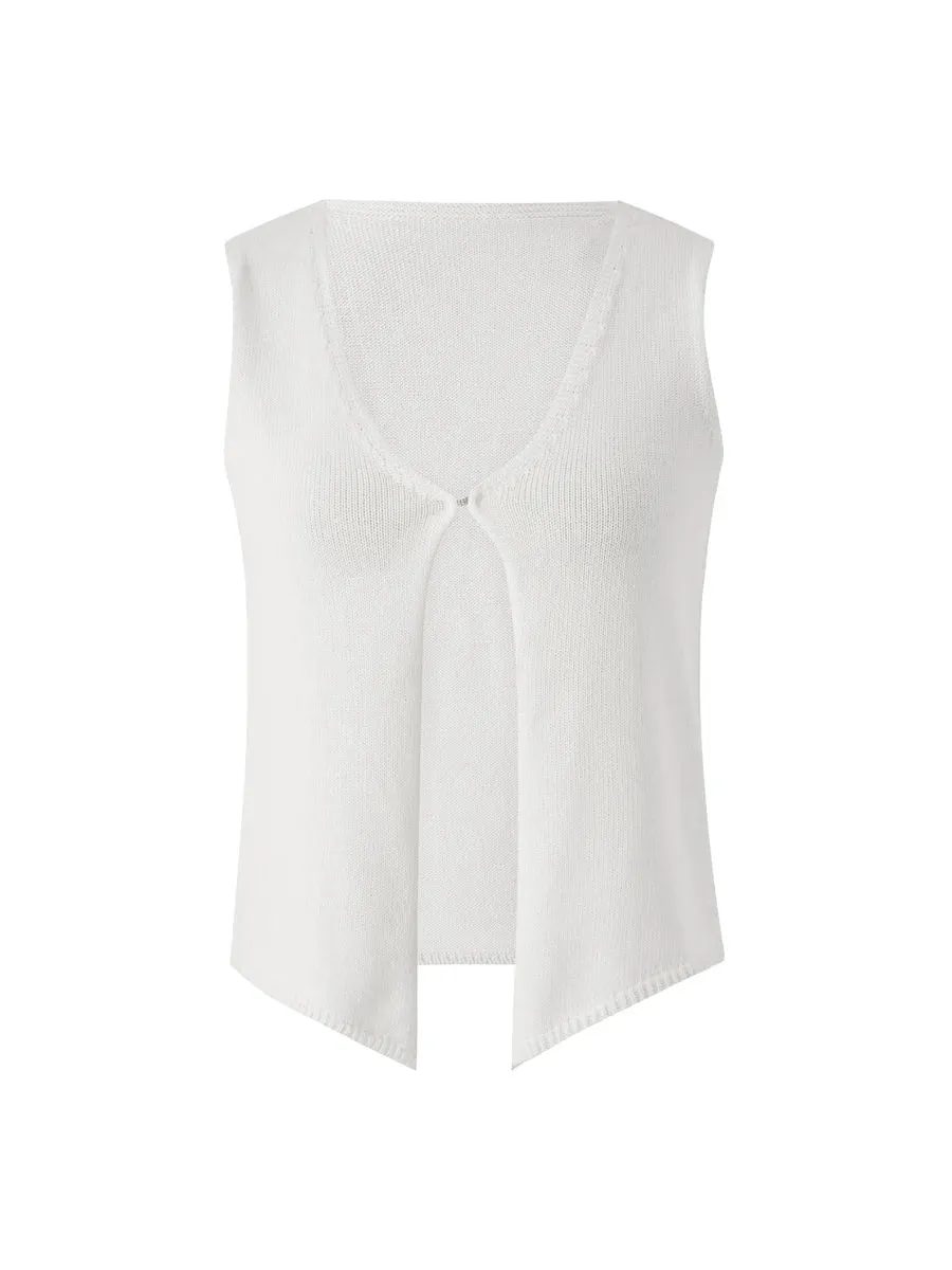 Znbbw Women y2k Fairycore Grunge Aesthetic Clothes Knit Vest Solid Button Down V Neck Sleeveless Crop Tops Vintage Casual Streetwear - Image 9