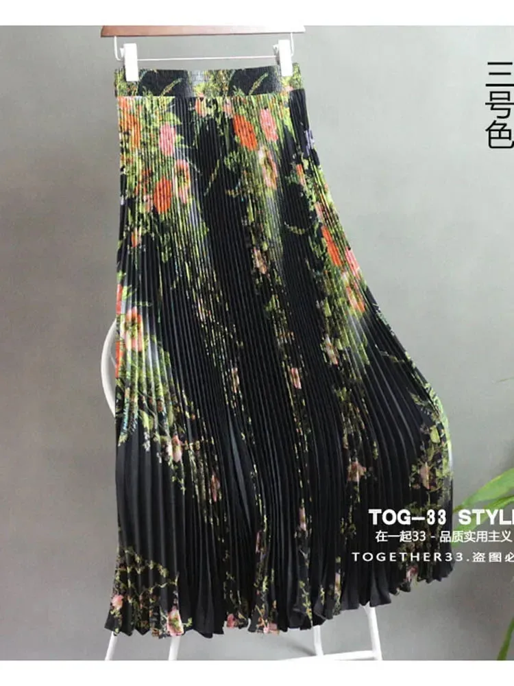 Znbbw Women Spring Summer Skirt Fashion High End Printed Pleats with A New Style of Drape Western Style Organ Hem Skirt D5733 - Image 3