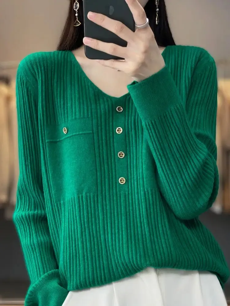 Znbbw Women Sweater and Pullovers Fall Winter New Skinny Jumpers V-neck Basic Warm Sweater Pullovers Warm Winter Sweater - Image 4
