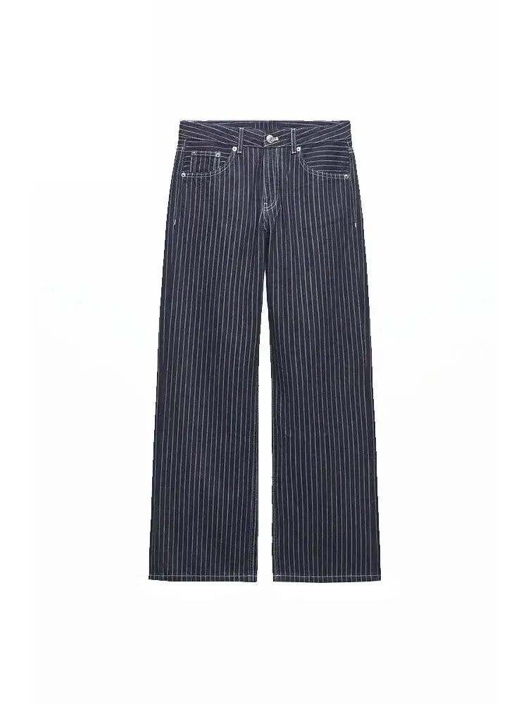 Znbbw Women Vintage Jeans For Women 2023 Striped Denim Jeans Work Pants Women jeans - Image 6