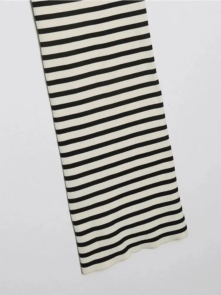 Znbbw 2023 women summer straight knitted dress European and American style striped tube top slim dress 202305 - Image 4