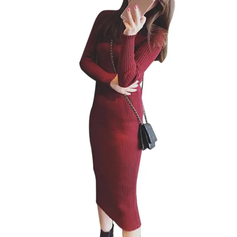 Znbbw Women's Korean Version Slim High Neck Long Dress With Long Sleeves For Cocktail Party Tight Fitting Fan Dress - Image 3