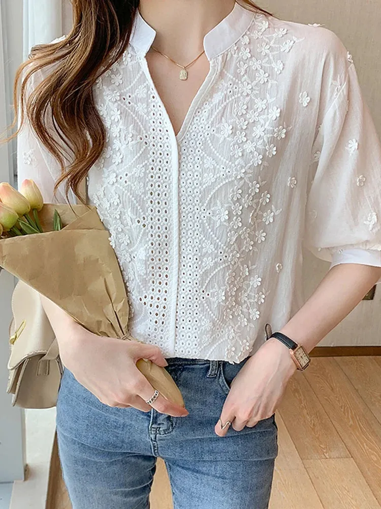 Znbbw Women V-Neck Lace Blouse Shirt Women Tops Blouse Women Blusas Mujer De Moda 2023 Verano Blouses Femme Women Shirts F428 - Image 3