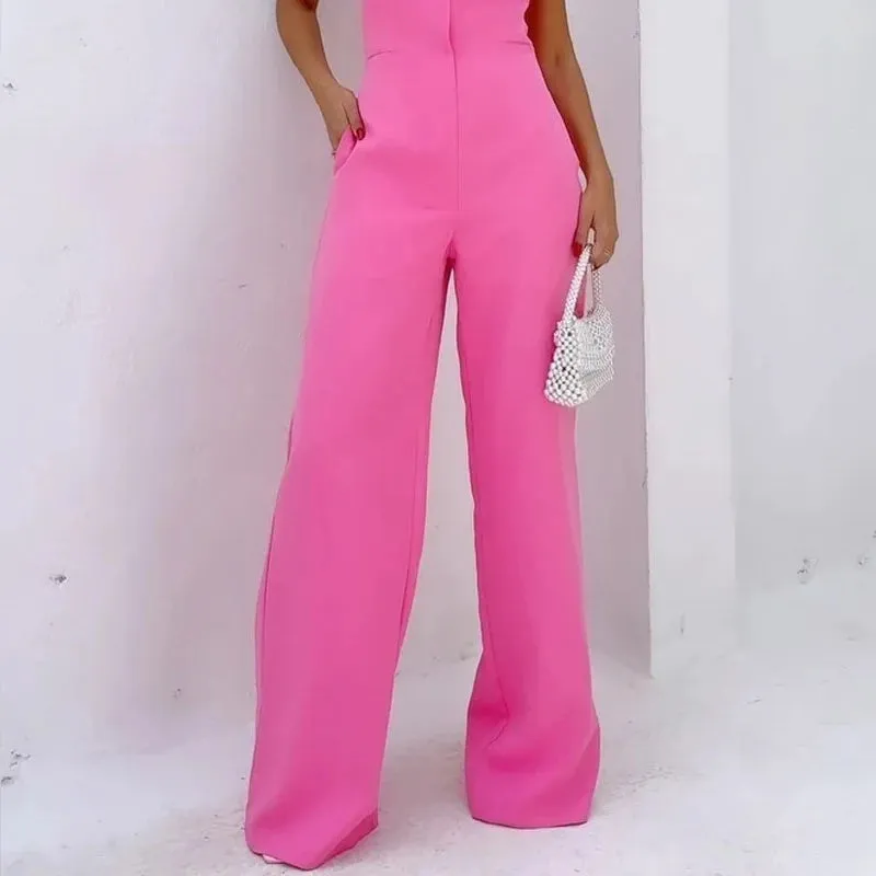 Znbbw Women Jumpsuit Summer Fashion Sexy Strapless Solid Sleeveless Nipped Waist Casual Loose Wide Legs Romper High Streetwear - Image 3