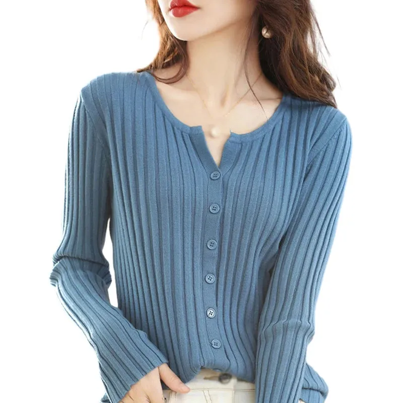 Znbbw Women's Cardigan Solid Colour Sweater Autumn Winter Slim Casual Cardigan Sweater - Image 11
