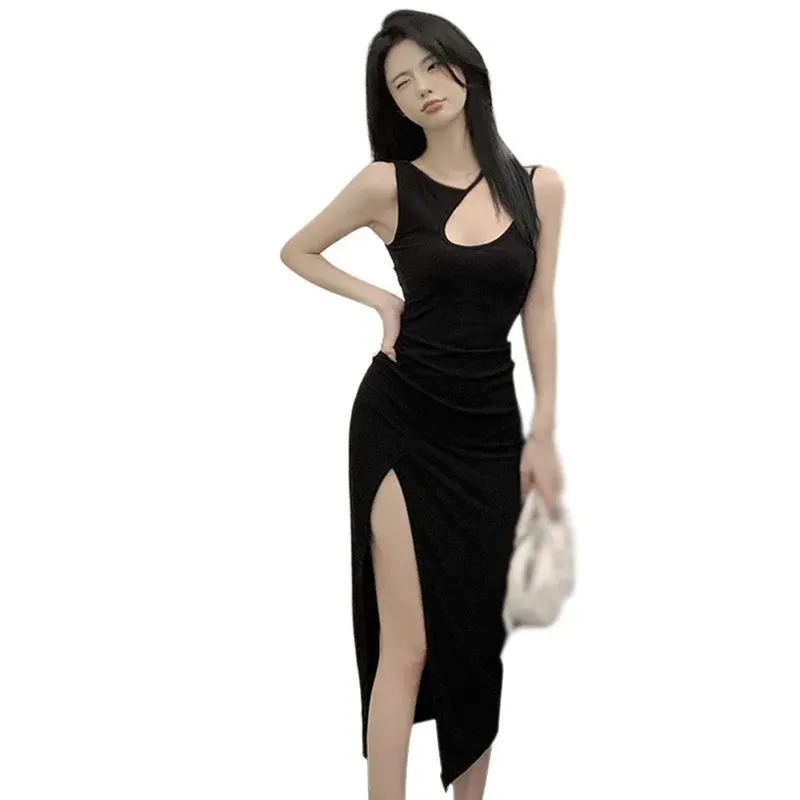 Znbbw Women's Dress Diagonal Collar Hollowed Out Slim Sexy Strapless Dress - Image 4