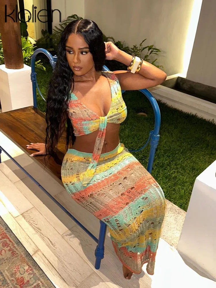 Znbbw 2 Piece Sets Vacation Outfits for Women 2023 Summer Sexy Lace Up Corset Top and Skirt Holiday Club Beachwear Ladies - Image 2