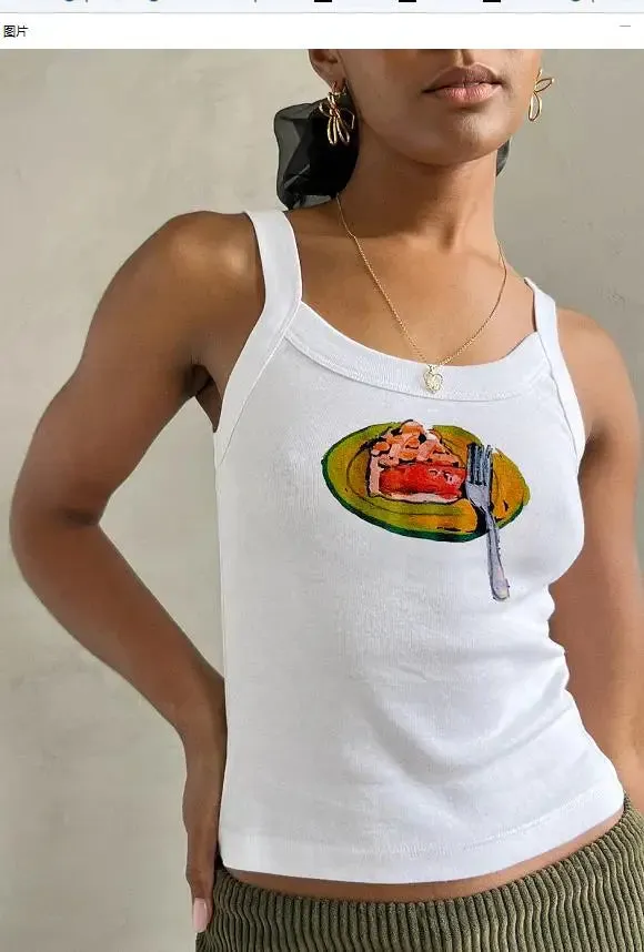 Znbbw y2k Fairycore Grunge Cartoon Print Sleeveless Crop Tops Tanks for Women Summer Slim Fits O-neck Camis Y2K Tops Vintage - Image 14