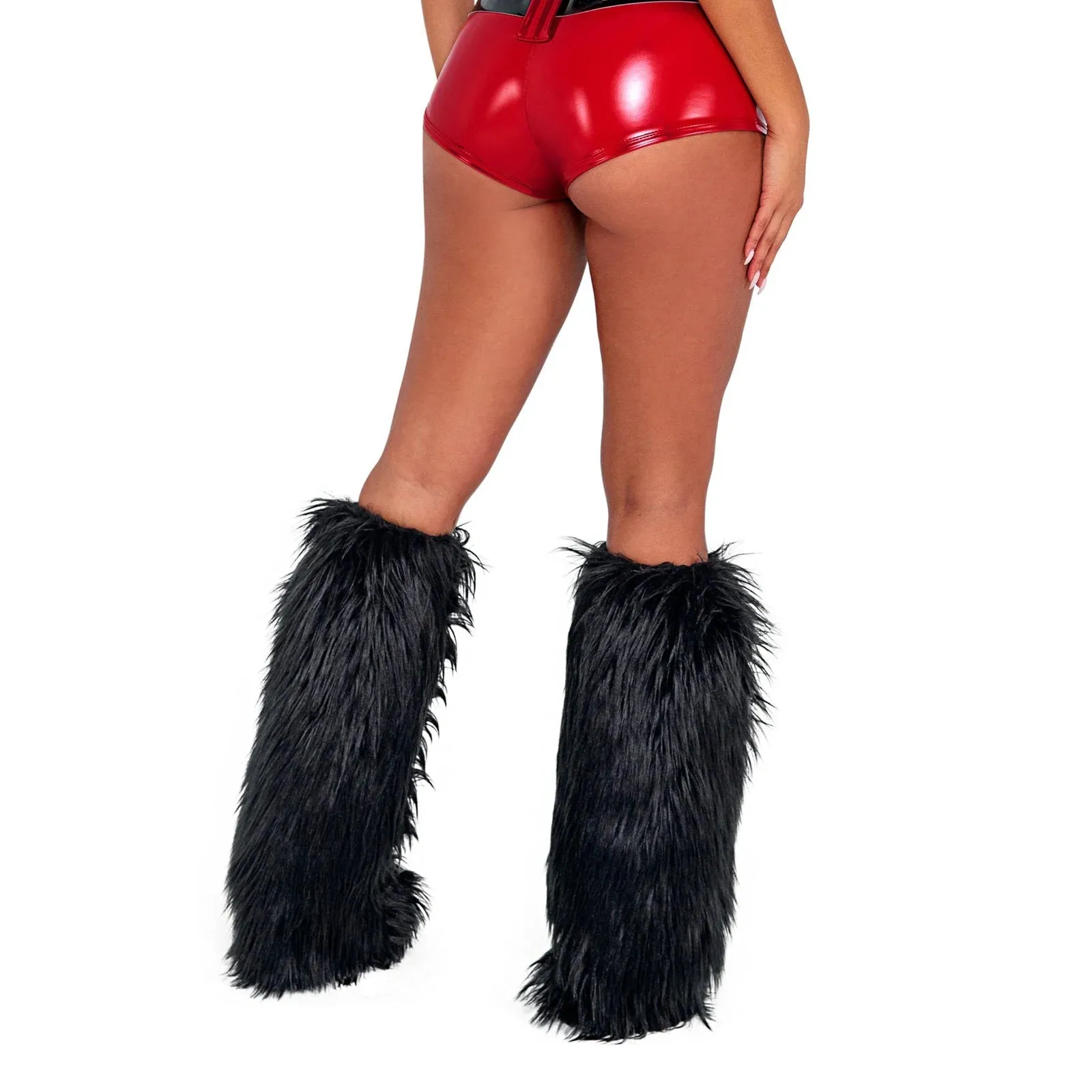 Znbbw Women Faux Fur Leg Warmers Furry Fuzzy Winter Boot Cuffs Cover Christmas Red Stocks New Year Party wear - Image 4