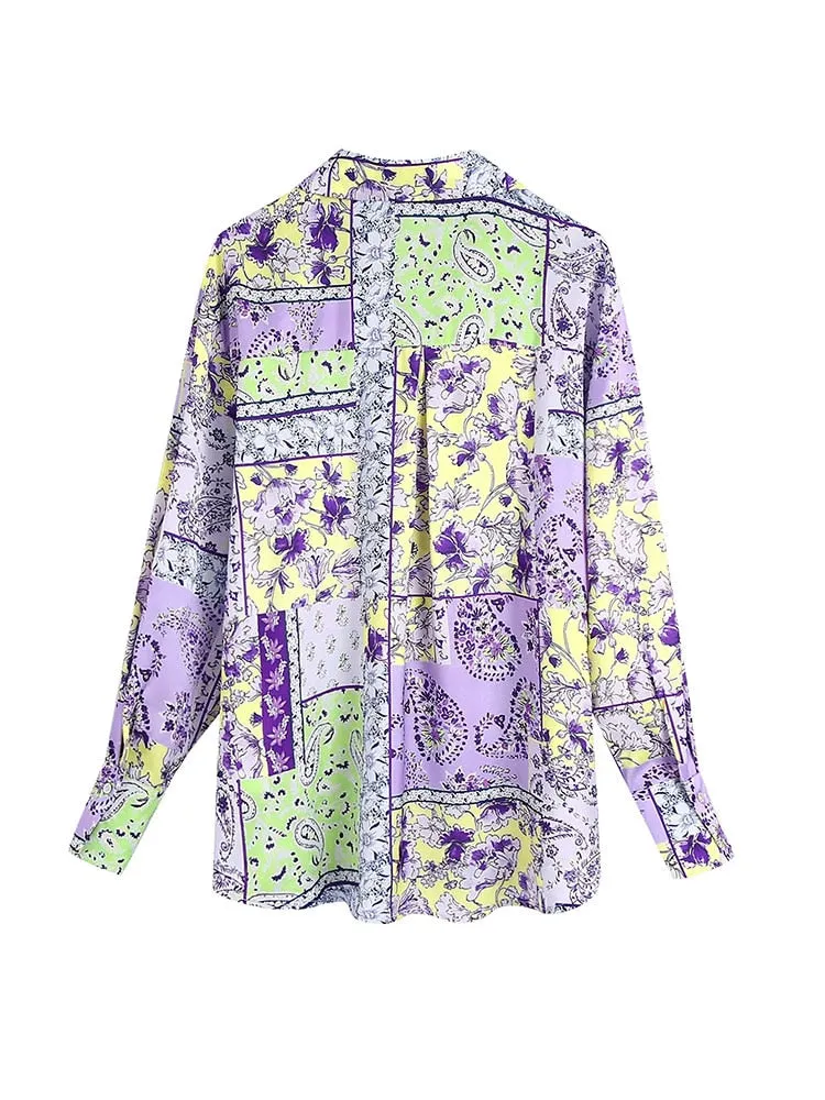 Znbbw 2023 Spring Women Fashion Printed Shirt Casual Loose Long Sleeve Single-breasted Lapel Female Shirt Chic Top 202304 - Image 4