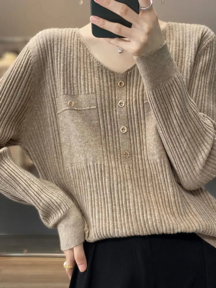 Znbbw Women Sweater and Pullovers Fall Winter New Skinny Jumpers V-neck Basic Warm Sweater Pullovers Warm Winter Sweater - Image 5
