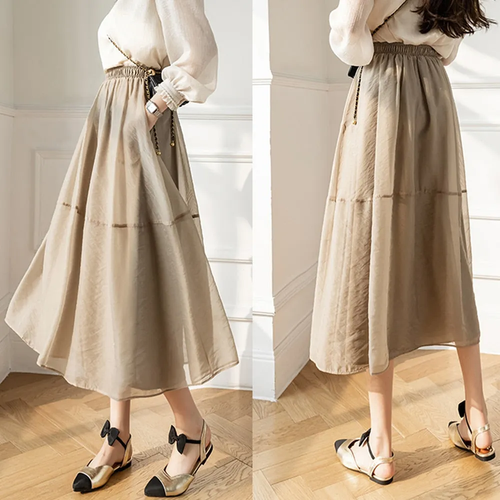 Znbbw Women Skirts Princess Mesh Stitching 2 Layers Pleated Skirt Spring Summer Casual Chic A-Line Skirts Faldas Mujer Moda Jupe 2023 - Image 3