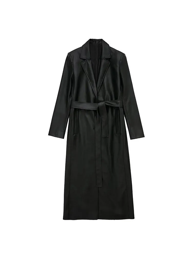 Znbbw 2023 Spring Autumn Women Fashion Loose Coat With Belt Trench Coat Female Solid Simple Casual Windbreaker - Image 5