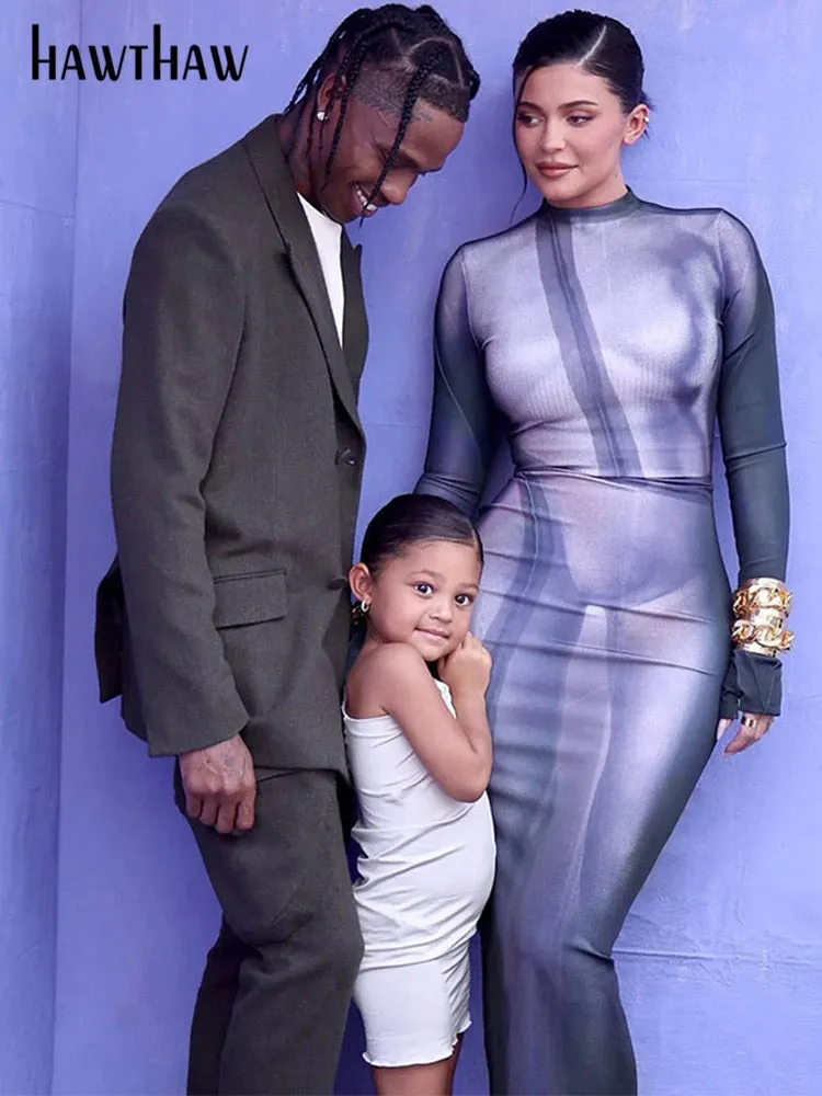 Znbbw Women Long Sleeve Printed Party Club Bodycon Streetwear Long Dress 2023 Summer Autumn Wholesale Items For Business - Image 2