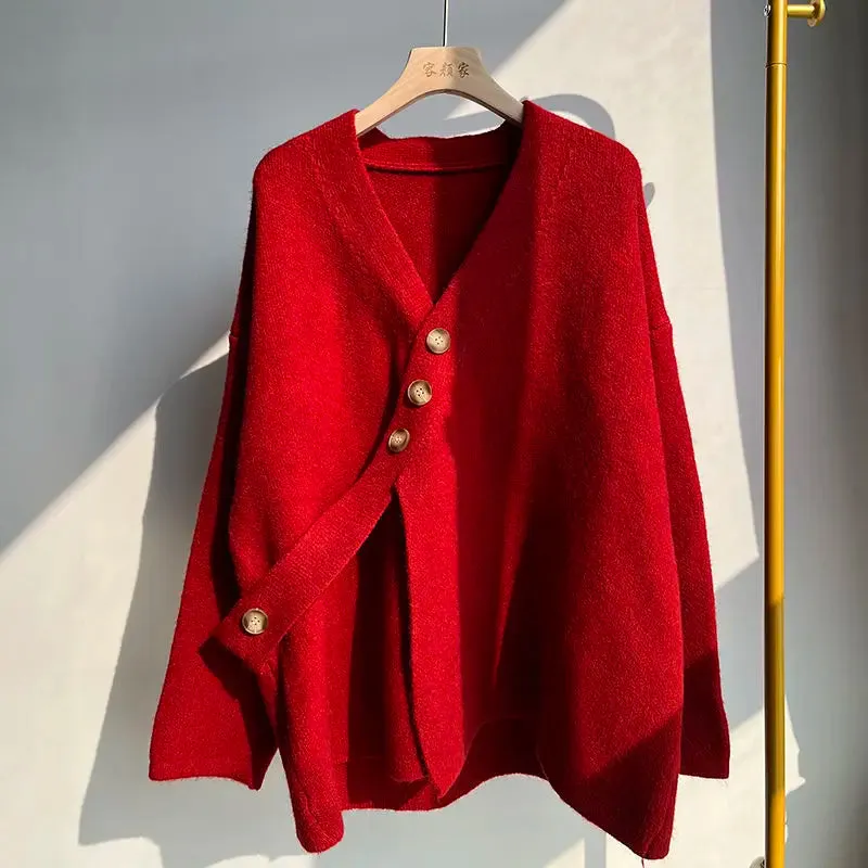 Znbbw women's jacket design small autumn winter high-quality soft loose long thick knit cardigan long sleeve sweater cardigan - Image 4