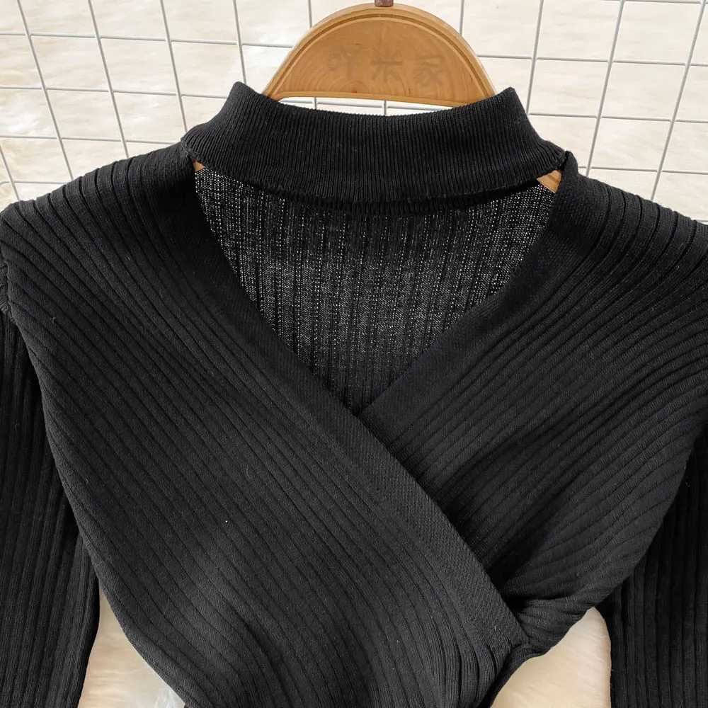 Znbbw Women Hollow Out Embroidery 2 Piece Set Long Sleeve Across Irregular Top + High Waist A-Line Skirt Sets Two Piece Set - Image 3