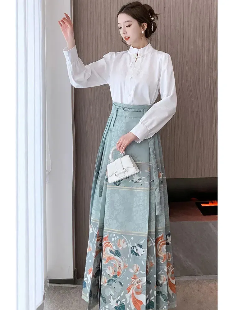 Znbbw Women Spring Autumn Skirt Temperament Daily Elegant New Chinese Style Retro Style Appear Thin Casual Horse-face Skirt D5700 - Image 2