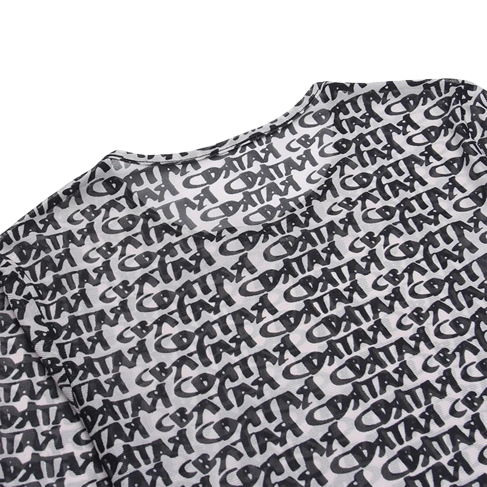 Znbbw Y2K Long Sleeve Bodysuit Women Spring Skinny Sexy See Through Top Letter Print Fashion Party Club Outfit Clothing - Image 6