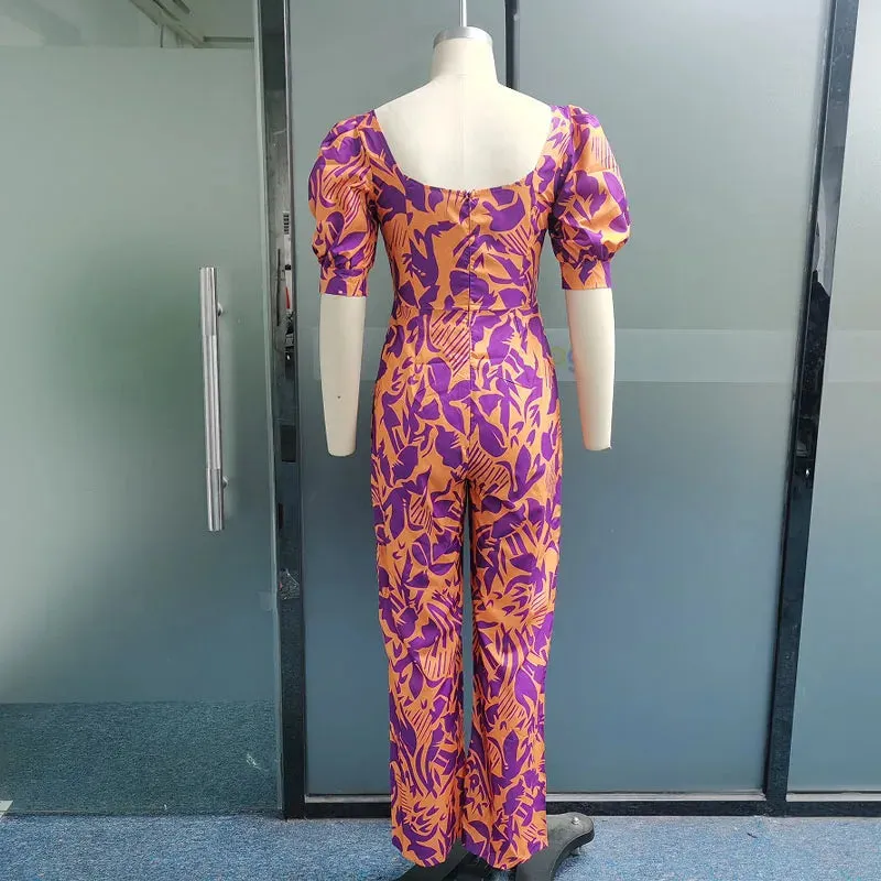 Znbbw Women Jumpsuit Fashion Elegant Short Sleeve V Neck Nipped Waist Loose Casual Wide Legs Pants Romper High Streetwear - Image 5